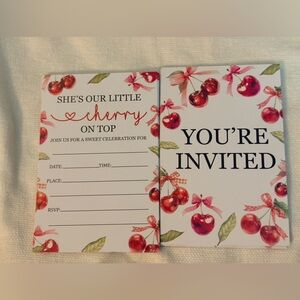 Baby shower invitations brand new “she’s our little cherry on top” theme 🍒 30